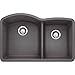 Price comparison product image BLANCO, Cinder 441469 Diamond SILGRANIT 60/40 Double Bowl Undermount Kitchen Sink, 32" X 21"