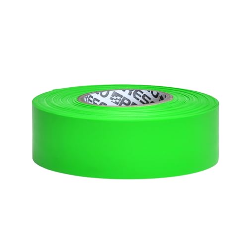 NO Adhesive, Presco PresGlo Arctic Roll Flagging Tape 5 mils Thick, 1-3/16 in. x 50 yds. (Neon Green)