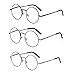 EYE ZOOM 3 Pack Metal Frame Round Reading Glasses with Spring Hinge (Black, Silver and Gunmetal, 2.25 Strength)
