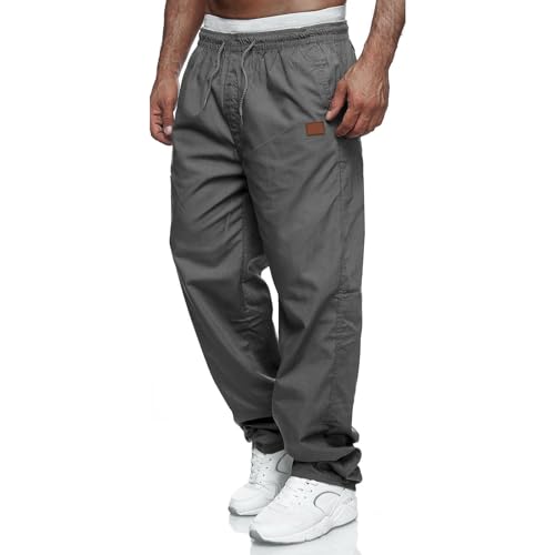 Mens Cargo Sweatpants All Searson Casual Joggers for Men Drawstring Elastic Waist Lounge Pants with Pockets Loose Lightweight Streetwear Pants Grey