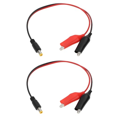 SG Store 2 Cables de Prueba de Alimentación de Batería de 5,5 X 2,1 Mm Macho A Doble Pinza de Cocodrilo para Tiras de Luces LED Iluminación 30 Cm