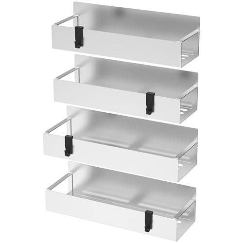 Image of HuggieGems Metal Magnetic Spice Rack for Refrigerator Silver, 4 Pack