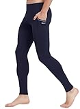 Willit Men's Active Yoga Leggings Running Quick Dry Dance Tights with Pockets Workout Compression Pants Navy Blue XL