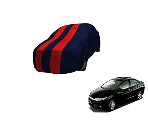 Image of Auto Hub Car Cover Compatible with City I-VTEC with Mirror Pocket,Triple Stitched, Weather Proof, City I-VTEC Car Cover- Navy-Red