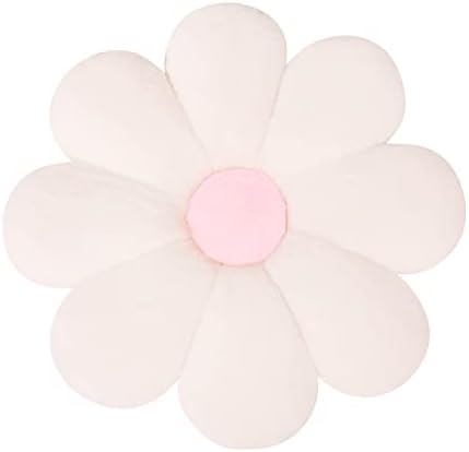 FIONOUT Flower Pillow Decorative Throw Pillows Super Soft Daisy Flower Floor Plush Pillow Seating Custion for Reading Pillow and Room Dector Pillow(45CM/17.7inch Beige)