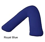 Householdfurnishing V Shaped Pillow Case Orthopaedic Support Plain Dyed Poly Cotton Cover Unfilled (Royal Blue, 38cm x 75cm) - Image 2