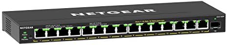 NETGEAR 16-Port PoE Gigabit Ethernet Plus Switch (GS316EP) - Managed, with 15 x PoE+ @ 180W, 1 x 1G SFP Port, Desktop or Wall Mount
