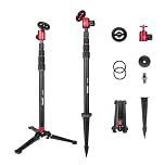 Manbily GF-M25 5-in-1 Golf Monopod for Smartphones, Cameras Monopods, Magnetic Phone Stand, Selfie Stick with Long Ground Spike & Tripod Base Mount & Extension Rod 1/4 inch (Max 172cm)