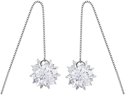MVCOLEDY Snowflake Dangle Earrings With Crystal Cubic Zirconia Winter Drop Earrings Fashion Jewelry for Women Thread Snowflake¡­