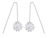 MVCOLEDY Snowflake Dangle Earrings With Crystal Cubic Zirconia Winter Drop Earrings Fashion Jewelry
