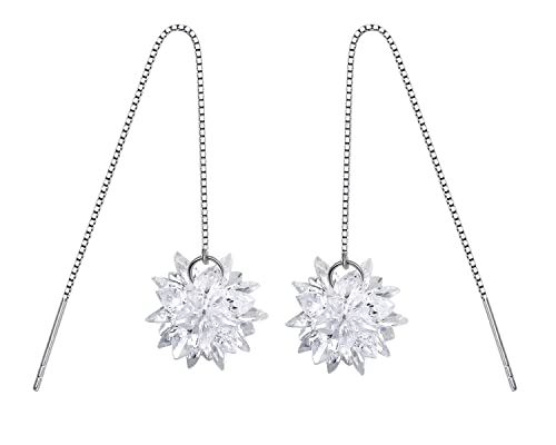 Mvcoledy Snowflake Dangle Earrings With Crystal Cubic Zirconia Winter Drop Earrings Fashion Jewelry For Women Thread Snowflake¡­ #TOP2