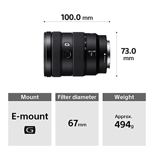 Sony SEL1655G – Zoom standard 16–55 mm F2,8 G APS-C, ouverture constante, compact et lumineux, E-Mount, idéal pour quotidien, reportage & vidéo, compatible ZV-E10, A6400, A6700