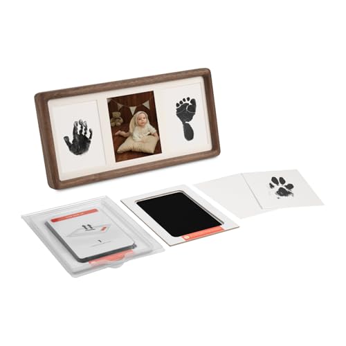 Image of NEO MARK Inkless Handprint & Footprint Keepsake Kit, Clean Touch, Non-Toxic Ink Pad with Solid Wood Frame, Perfect Baby Shower Gift & Family Memory Frame