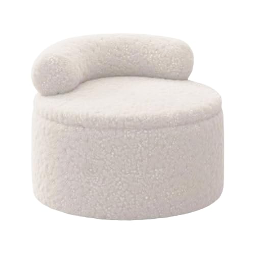 Reposapiés otomano, asiento acolchado de terciopelo esponjoso, 35 x 35 x 27 cm, reposapiés redondo con almacenamiento, reposapiés otomano con respaldo, compartimento oculto, para sofá, salón