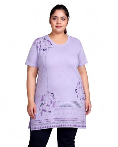 Image of In Love Women's Plus Size Printed Cotton Long-Line T-Shirt with Pocket | Cotton fabric - soft longline T-shirt with easy plus-size fit