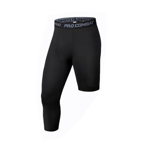 Single Leg 3/4 Tight Sports Pants Men's Compression Pants Althletic Baselayer Underwear for Basketball Running