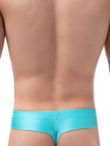 iKingsky Men's High Stretch Cheeky Thongs Sexy Mini Cheek Underwear Silky Low Rise Bulge Underpanties for Men4