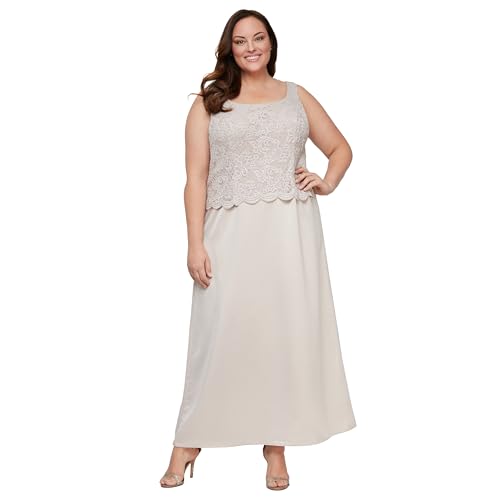 Alex Evenings Women's Plus Size Long A-Line Mock Dress with Jacket2