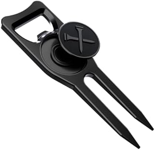 Blue Tees Golf 6-in-1 Premium Divot Tool & Ball Marker - Bottle Opener - Club Tee - Groove Cleaner - Putting Alignment - Designed to Be The Ultimate Tool for The Green - Black