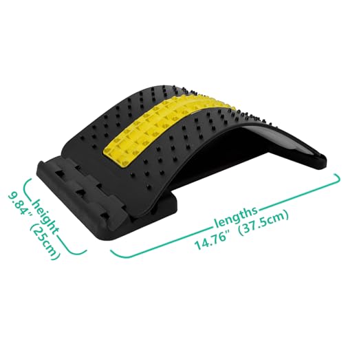 Back Stretcher with Lumbar Support Board for Back Pain Relief - Dual-Sided Adjustable Spinal Decompression & Cracker Device (Yellow) - Image 5