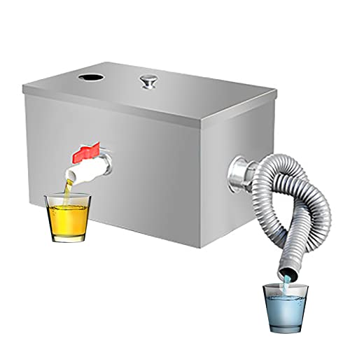 PROPFE Commercial Grease Interceptor, Stainless Steel Grease Trap Interceptor with Removable Baffles Waste Oil-Water Separator Under Sink Grease Trap for Restaurant Factory Home Kitchen