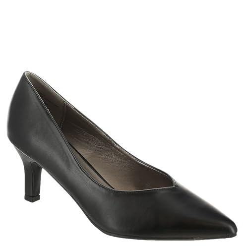 Masseys Women's Brianne Pointed Toe Low Heel Pump, 10 W (Wide), Black