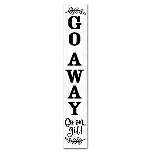 Sokomurg (48inx8in) Tall Go Away On Git Vertical Sign for Front Porch Standing Unwelcome Signs Hanging Wooden Door Home Decoration Farmhouse Decor Outdoor Indoor, 20230410aa002