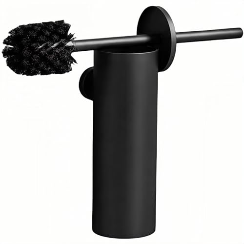 Image of Wall Mounted Brush,Round Toilet Brush with Metal Handle Holder,304 Stainless Steel Toilet Bowl Brush and Holder Set for Toilet and Bathroom Cleaning (Matt Black)