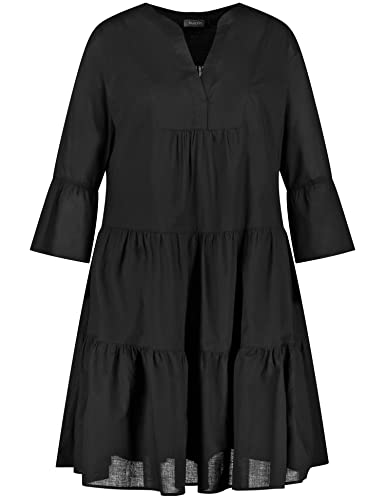 Samoon Damen Sommerkleid aus Baumwoll-Voile 3/4 Arm Kleid Langarm kurz...