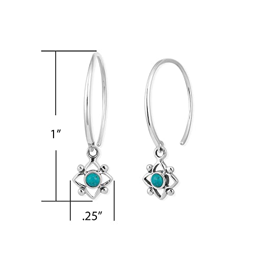 Boma Jewelry Sterling Silver Flower Shaped Dot Pull Through Hoop Earrings4