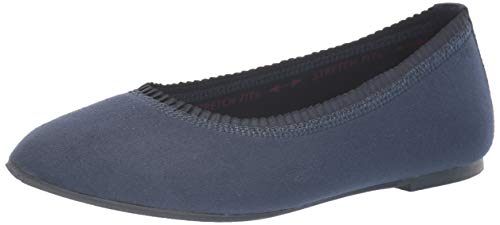 Skechers Women's Cleo-Concertina-Ruffled Collar Skimmer Ballet Flat, Navy, 8 M US