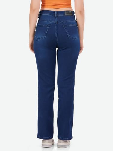 Image of FCK-3 Stretchable Denim High Rise Straight Fit Full Length Classic Jeans for Women