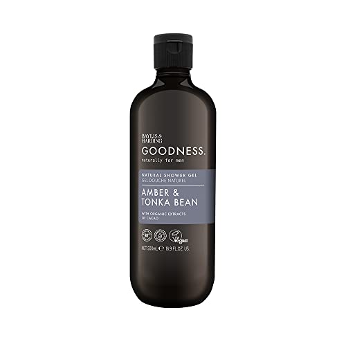 Baylis & Harding Goodness Men's Amber & Tonka Bean Natural Shower Gel, 500 ml (Pack Of 3) - Vegan Friendly - Image 2