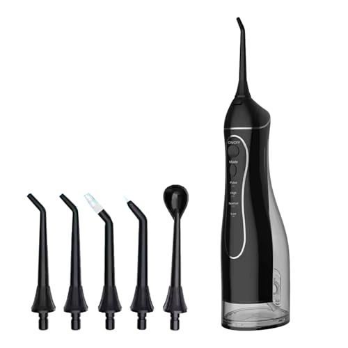 Evapure Irrigador bucal de dientes, inalámbrico, potente batería de larga duración, chorro multifuncional giratorio de 360°, tanque de agua desmontable de 300 ml, impermeable IPX7, recargable por USB