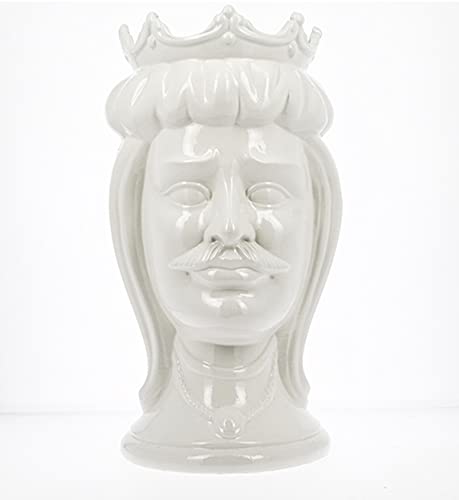 Cabeza de moro hombre cerámica Caltagirone decoración blanca original salón