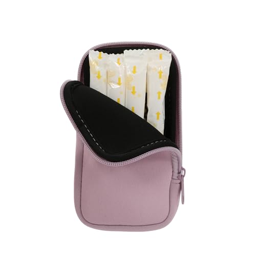 Image of Tampon Storage Bag, Neoprene Tampon Organizer Case with Zipper Small Pouch for Feminine Products Portable Period Bags for Women,Ladies (Light Purple)