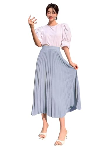 Fashion Beach Skirt Solid Pleated Long Skirt4
