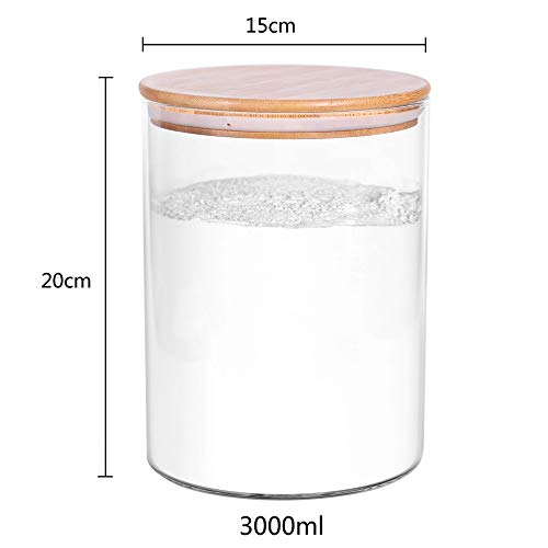 Set Of 2 Large Glass Food Storage Jar, 100 Fl Oz (3000Ml) Glass Flour Canister With Airtight Bamboo Lids For Kitchen Corner, Bpa-Free Flour Container For Sugar, Ground Coffee, Rice And Dry Food #TOP1
