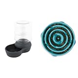 Petmate Aspen Pet 2.5 Gallon Gravity Waterer and Outward Hound Fun Feeder Slo Bowl Slow Feeder Dog Bowl Large/Regular Turquoise