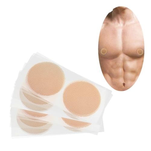 HSAJS 60 Stück Herren Unsichtbare Nippelpads Atmungsaktiv Hypoallergen Einweg Nackt Farbe Nippelabdeckung Unsichtbare Brustwarzenabdeckung für Läufer & Athleten (35mm)