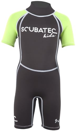 Neoprenanzug Kinder Shorty 3 mm – Schwimmanzug für Jungen & Mädchen | Thermo-UV-Schutz & Flexibles Neopren | Ideal für Tauchen, Schnorcheln, Surfen & Wassersport, Farbe: grün, Größe: 128-134 (S)