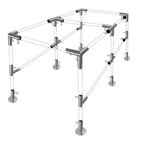 6-Leg Rectangle Flat Top Batting Cage Frame Kit Only (Pipes & Net Not Included) for Baseball Batting...