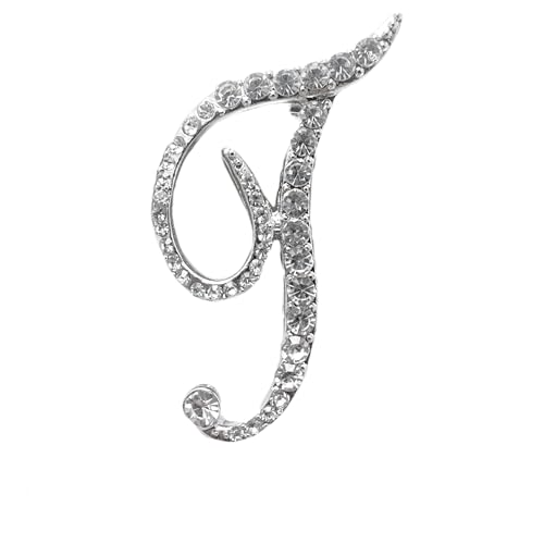Image of Rhinestone Initial Brooch Pin for Women, Alphabet Gold Letter Brooch A-Z with Crystal, Metal Pin for Hat Bag Dress Suit Accessory for Men