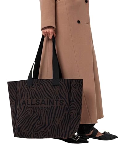 Bolso Tote AllSaints Izzy Zebra East/West Negro y Marrón miniatura 5