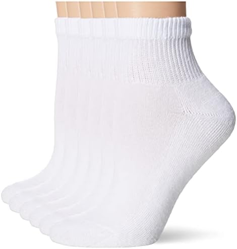 Hanes Ultimate womens 6-pack Ankle athletic socks, White, Shoe Size 5-9 US