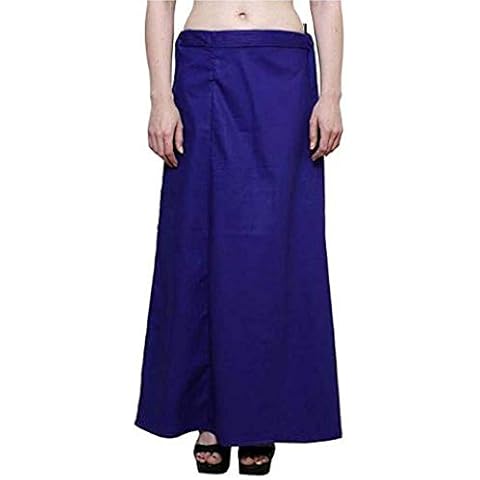 Sharvgun Women's Cotton Readymade Floor Length Free Size Sari Petticoat Underskirt Slips for Indian Sarees (Royal Blue) Cover