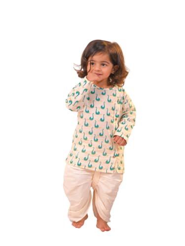 Image of POLKA TOTS Premium Cotton Dhoti Kurta Set for Kids Boys | Traditional Angrakha Style Ethnic Wear for Boys | Kurta Dhoti Set for Kids | Festive & Wedding Clothing Set for Baby