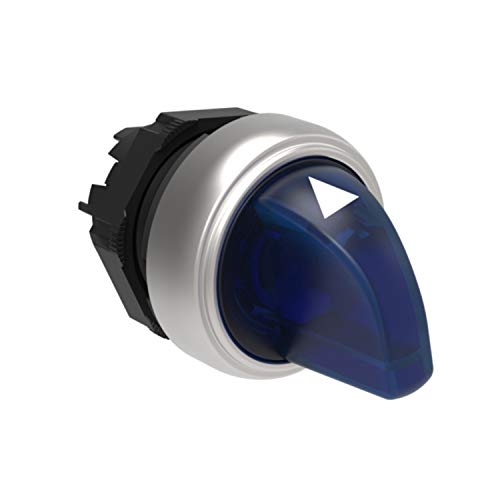 Selector luminoso de 3 posiciones "1-0-2" con retorno y luz azul, LPCSL1316