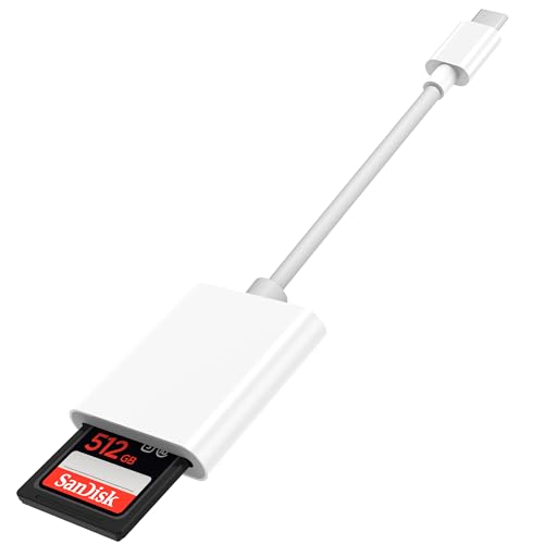 DCNETWORK USB C SD Card Reader for iPhone,USB-C Memroy Card Reader USB C to SD Card Adapter Trail Game Camera Viewer for 15/iPad/MacBook Air/Pro iMac Android Galaxy S22/S23 (White)
