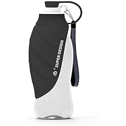 Ablandador De Agua Para Que Sirve BePetMia Botella de Agua portátil de Viaje para Perros, Tapa Plegable como Cuenco, Botella de Agua de Silicona para Perros, Exterior, 580 ml (Gris)